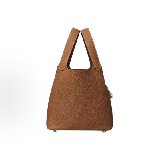 HERMES Picotin Lock 22 Silver buckle Basket Bucket Bag Handbag 22 Women\'s Style 37 Gold Brown